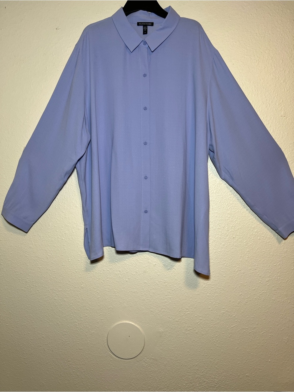 Eileen Fisher Lilac Lavender 100% Silk Button Down Blouse Size 1X